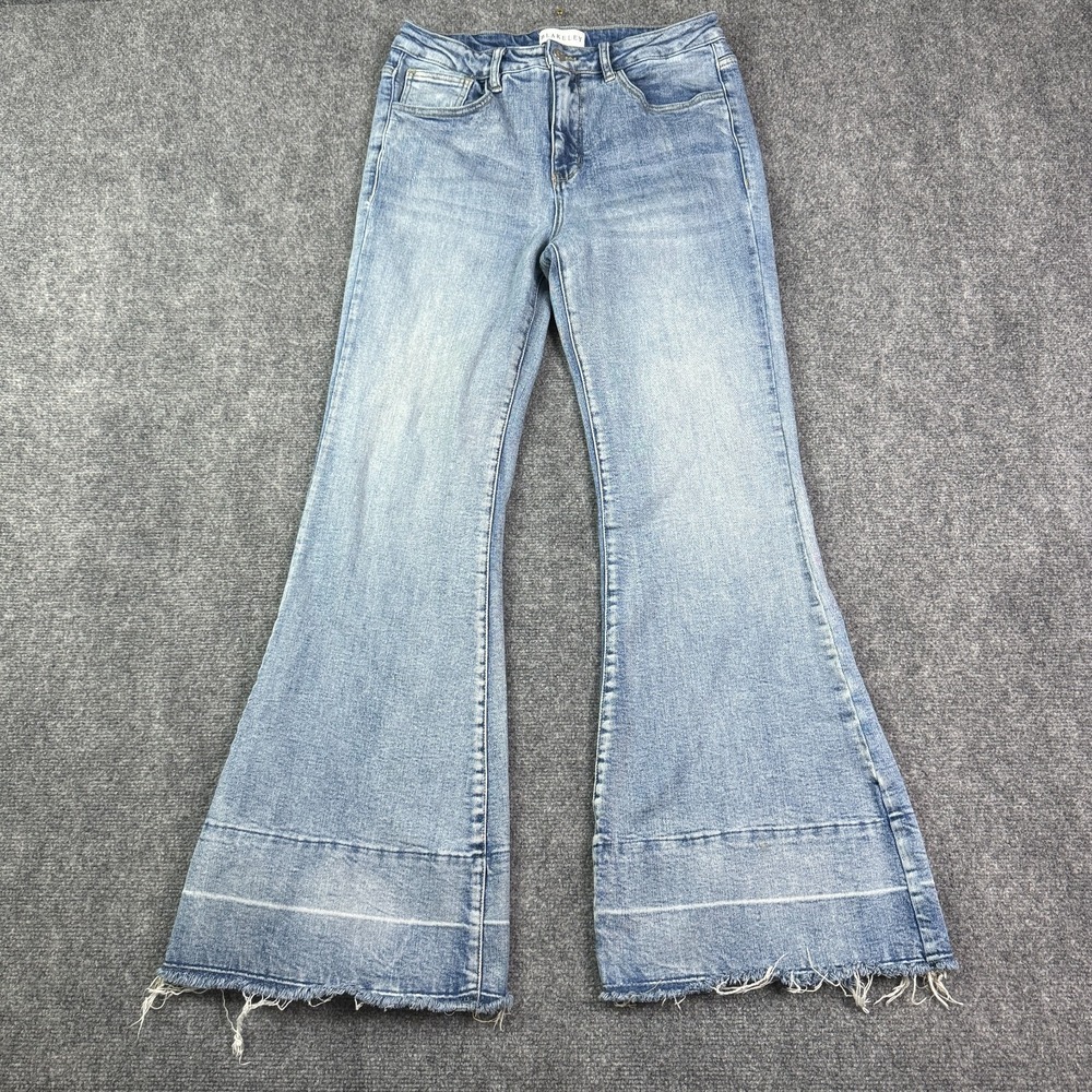 Blakeley Shiloh Flare Jeans Womens 13 High Rise Light Wash Distressed Raw Hem